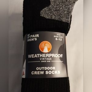 5 pair mens Weather Proof Vintage outdoor crew Socks fits shoe size 6-12